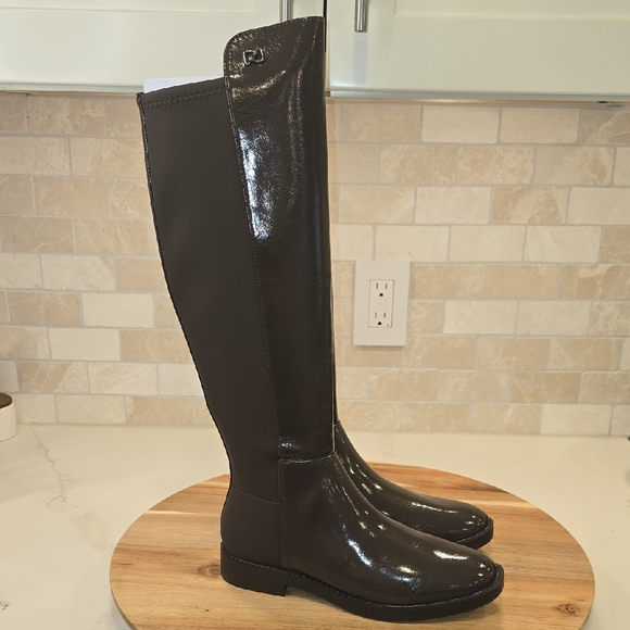 AEROSOLES Shiny Black Over the Knee Boots - Picture 1 of 8